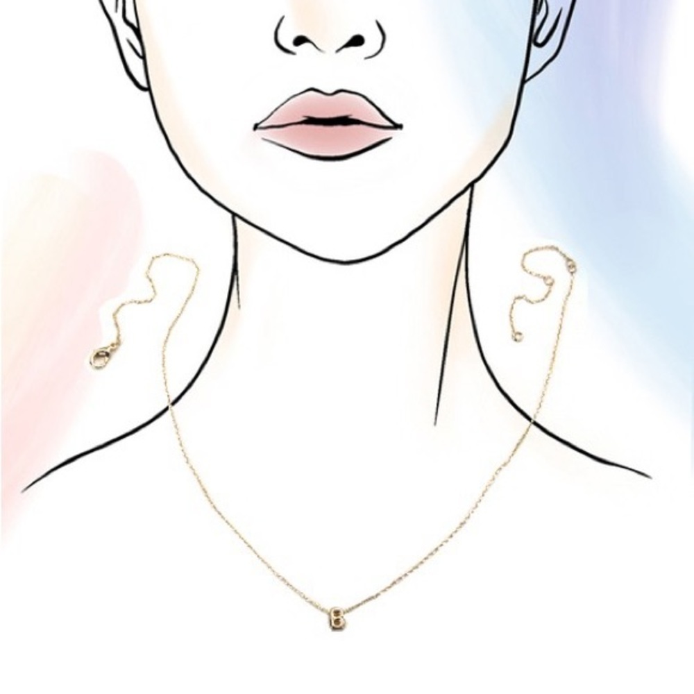 Gold Mini Bubble Initial Necklace (5101) - Picture 4 of 4